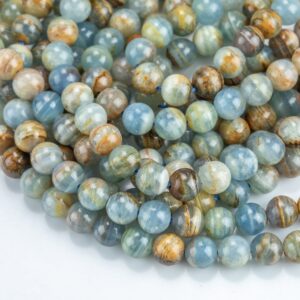Natural Argentina Lemurian Aquatine Calcite Aka Blue Calcite Smooth Round Beads 6mm 8mm 10mm 12mm 15.5" Strand
