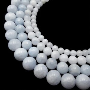 Natural Blue Calcite Smooth Round Beads 6mm 8mm 10mm 12mm 15.5" Strand