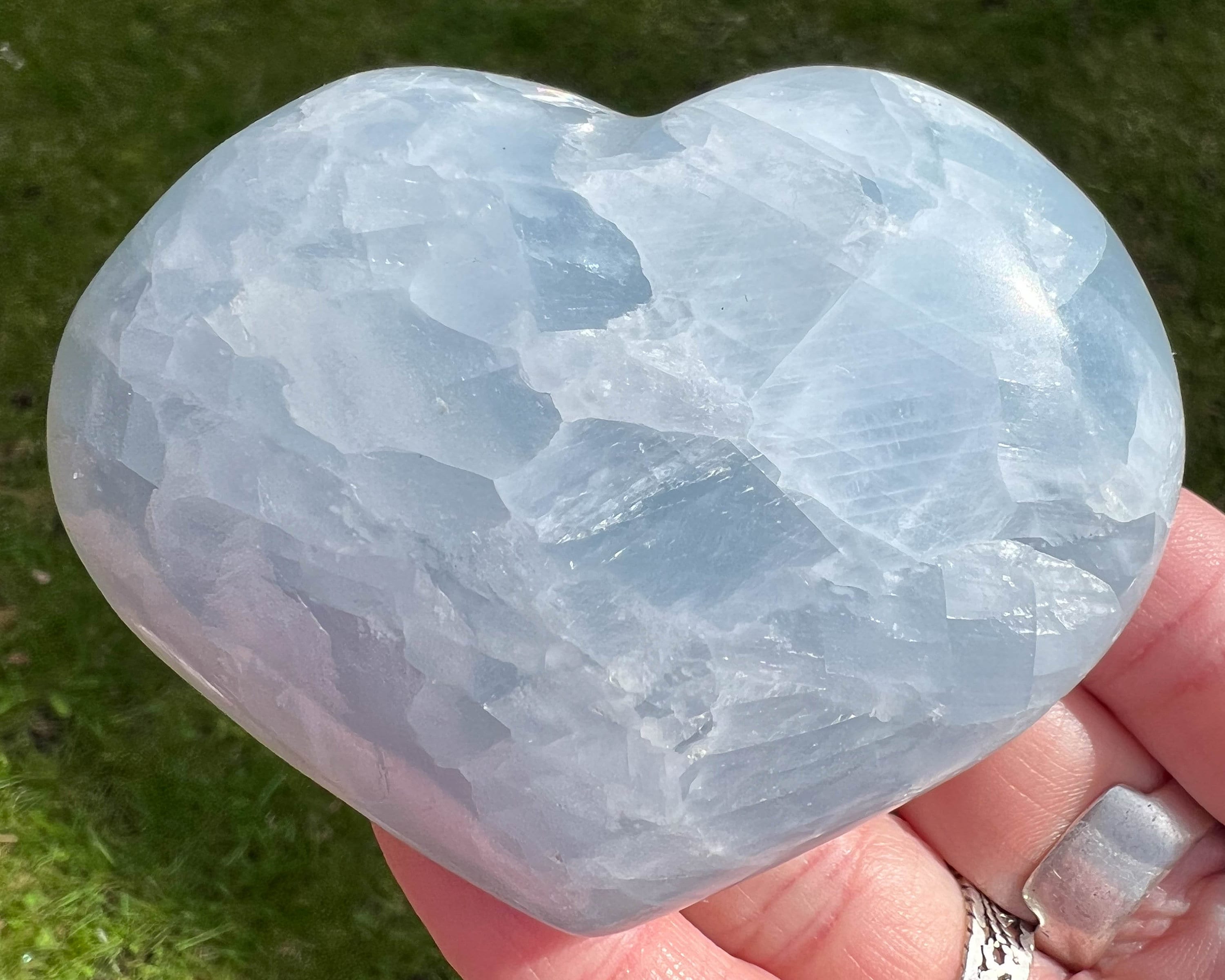3.2" Blue Calcite Heart, Crystal Heart, Polished Gemstone Heart, High Quality, Birthday , Home Decor, Crystal For Anxiety #2