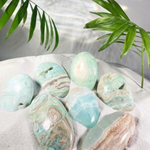 Carribean Blue Calcite Palm Stone