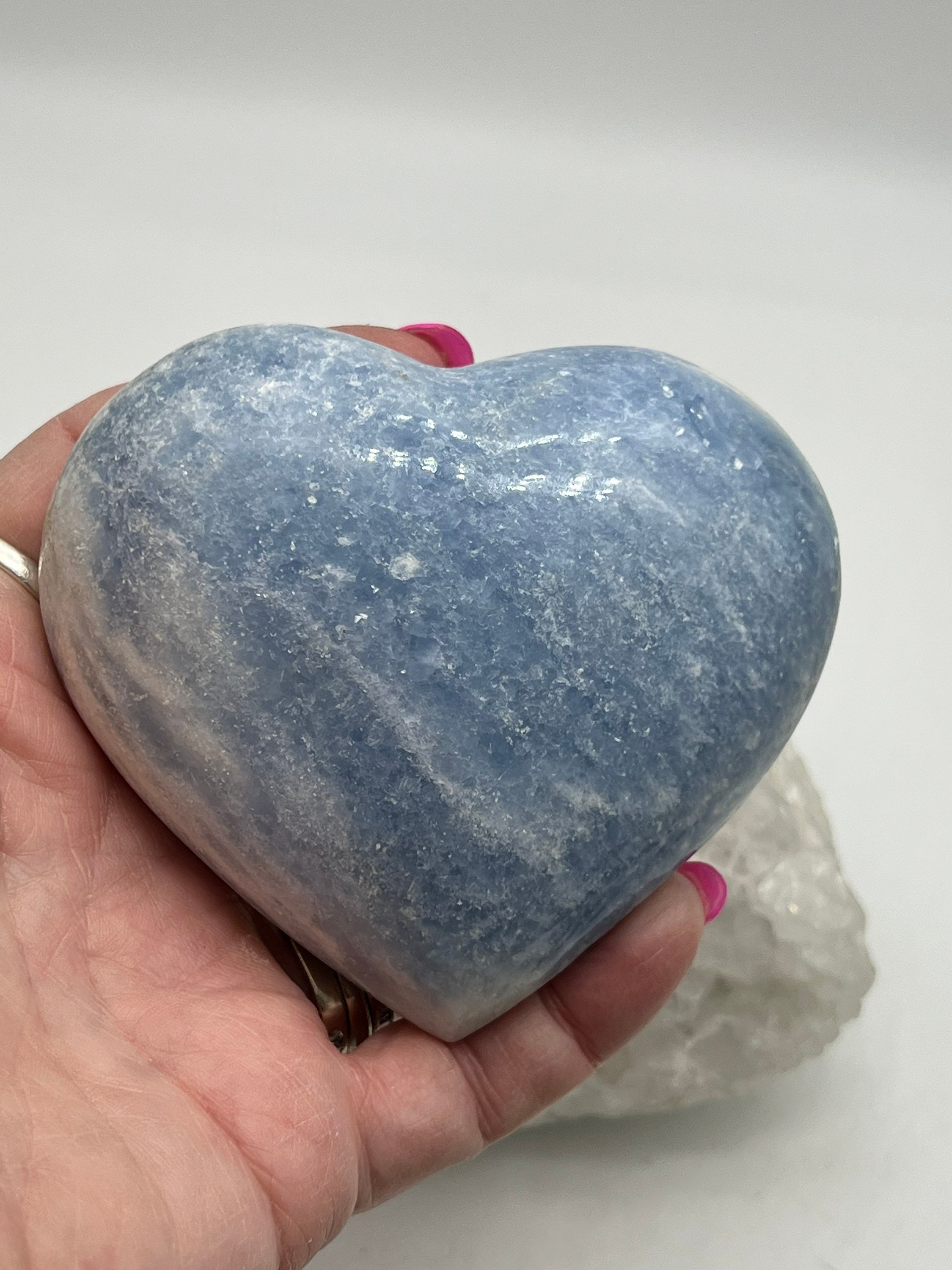 Carved Blue Calcite Heart 4”