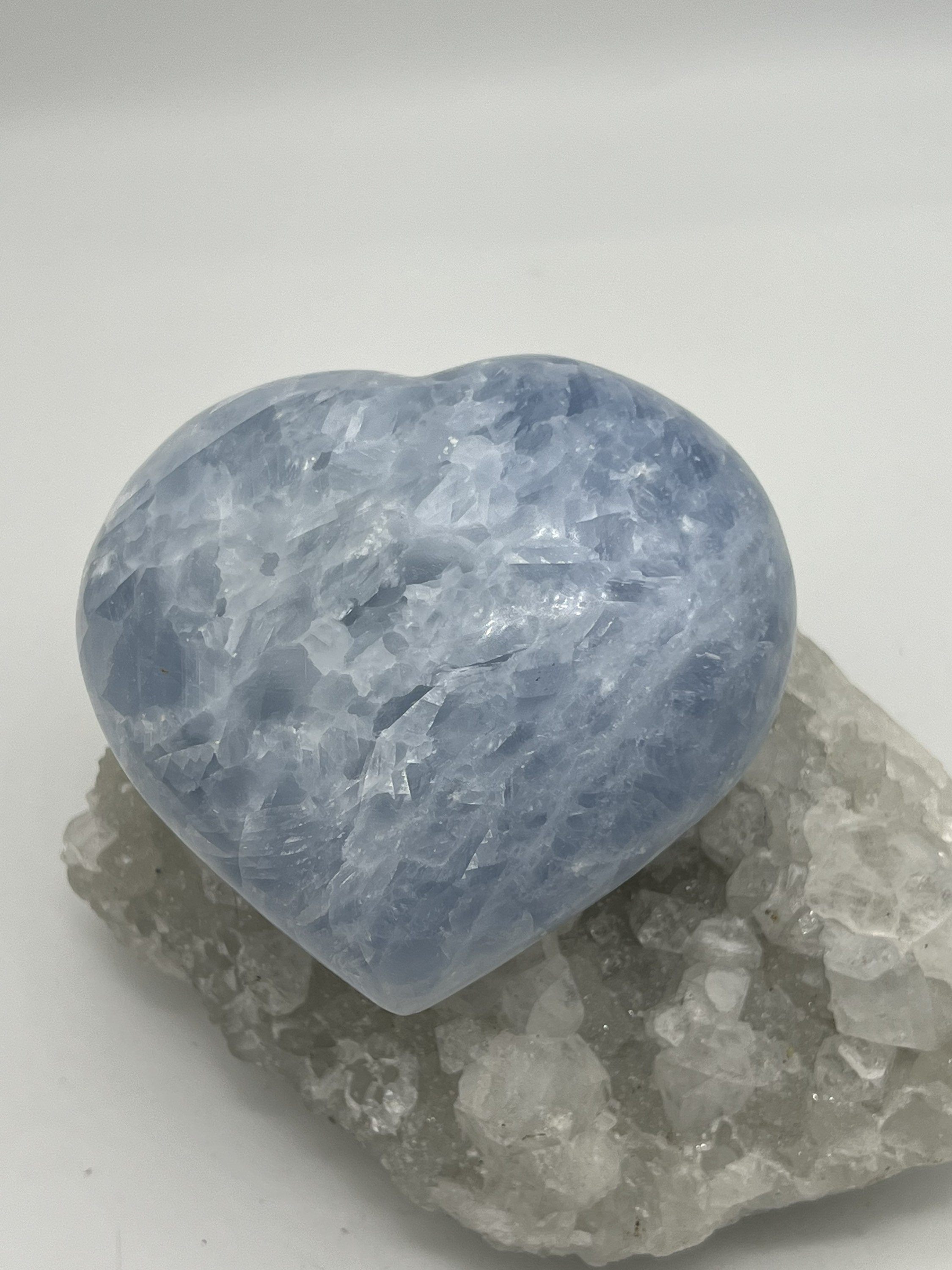 Carved Blue Calcite Heart 4”