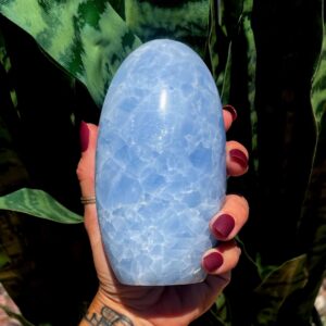 Blue Calcite Crystal free form for calming nerves, worries, and anxieties - healing Crystal Blue Calcite Crystal free form for calming nerves, worries, and anxieties - healing Crystal