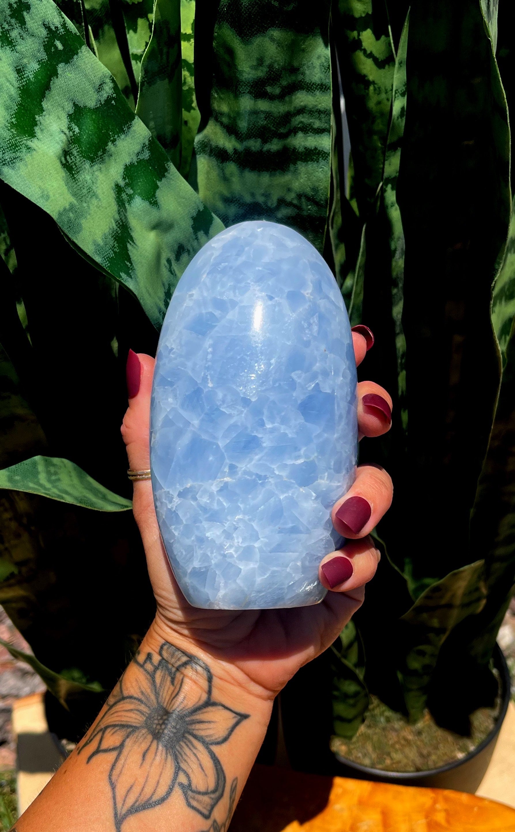 Blue Calcite Crystal Free Form For Calming Nerves, Worries, And Anxieties - Healing Crystal