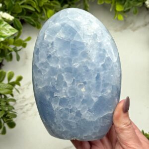 Blue Calcite Freeform | 982g | - #2 (polished Blue Crystal Chunk, Healing Stone, Throat Chakra, Calming) Blue Calcite Freeform | 982g | - #2 (polished Blue Crystal Chunk, Healing Stone, Throat Chakra, Calming)
