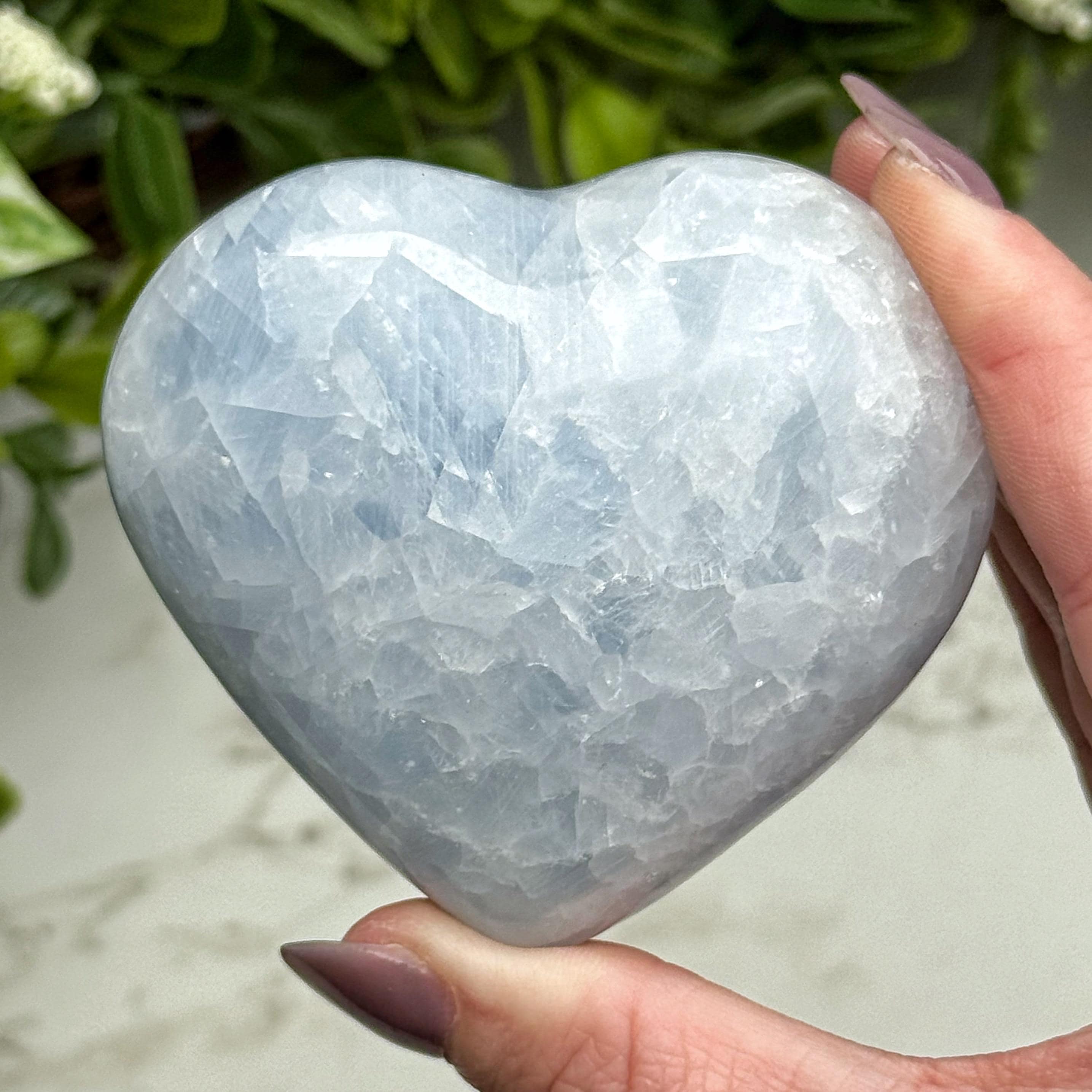 Blue Calcite Heart | 200g | - #6 (polished Blue Crystal Carving, Healing Stone, Throat Chakra, Calming)