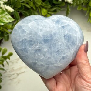 Blue Calcite Heart | 444g | - #2 (polished Blue Crystal Carving, Healing Stone, Throat Chakra, Calming) Blue Calcite Heart | 444g | - #2 (polished Blue Crystal Carving, Healing Stone, Throat Chakra, Calming)