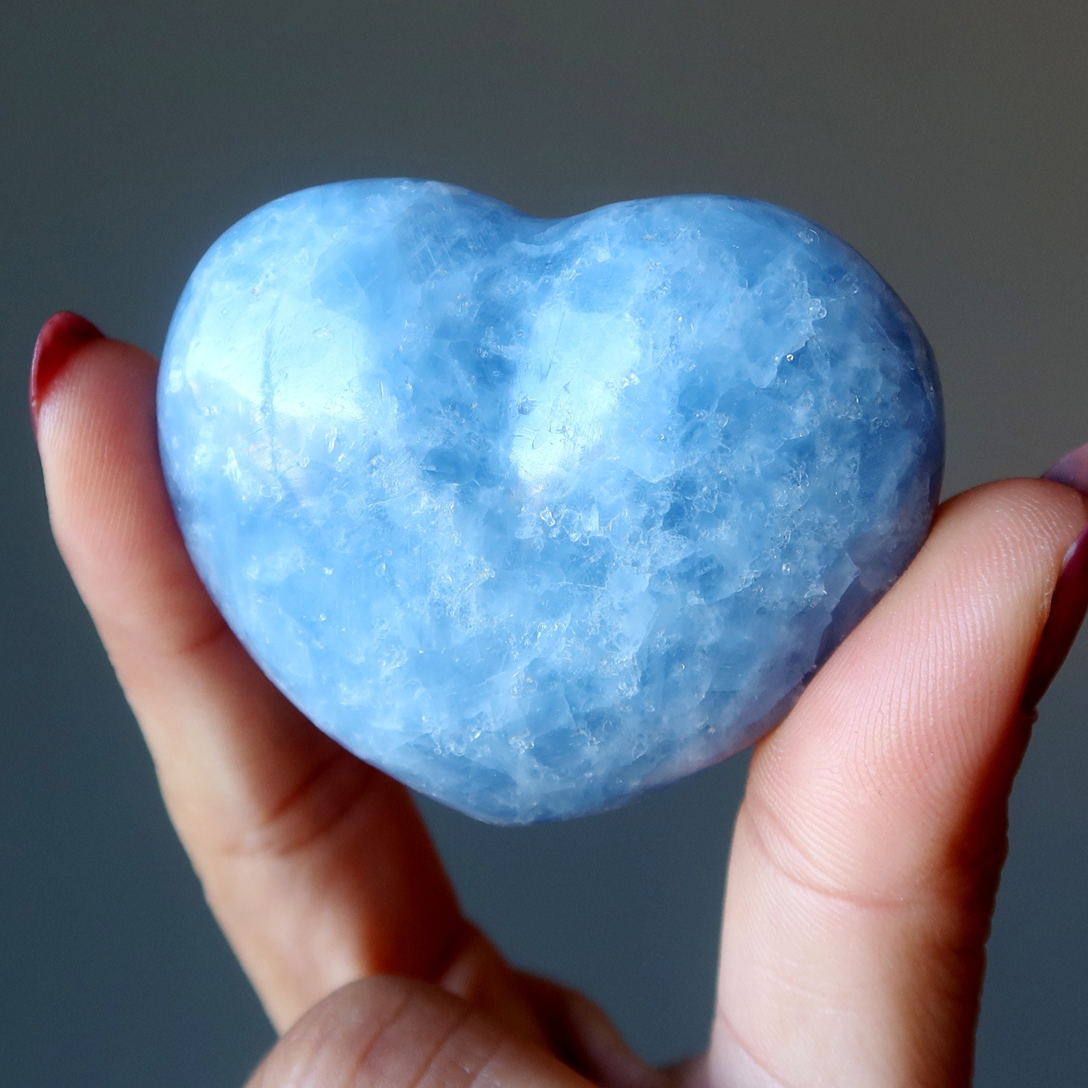 Blue Calcite Heart Dreamy Desires Sweet Love Crystal Stone
