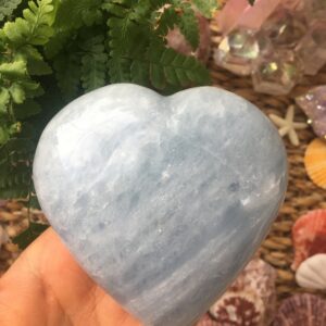 Polished Blue Calcite Heart, Calming Crystal (9cm x 8.5cm) Polished Blue Calcite Heart, Calming Crystal (9cm x 8.5cm)