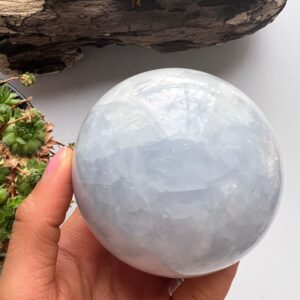 Large Polished Blue Calcite Sphere, Crystal Ball Large Polished Blue Calcite Sphere, Crystal Ball