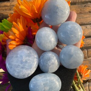 Blue Calcite, Blue Calcite Palm Stone, Qty. 1 Blue Calcite, Blue Calcite Palm Stone, Qty. 1