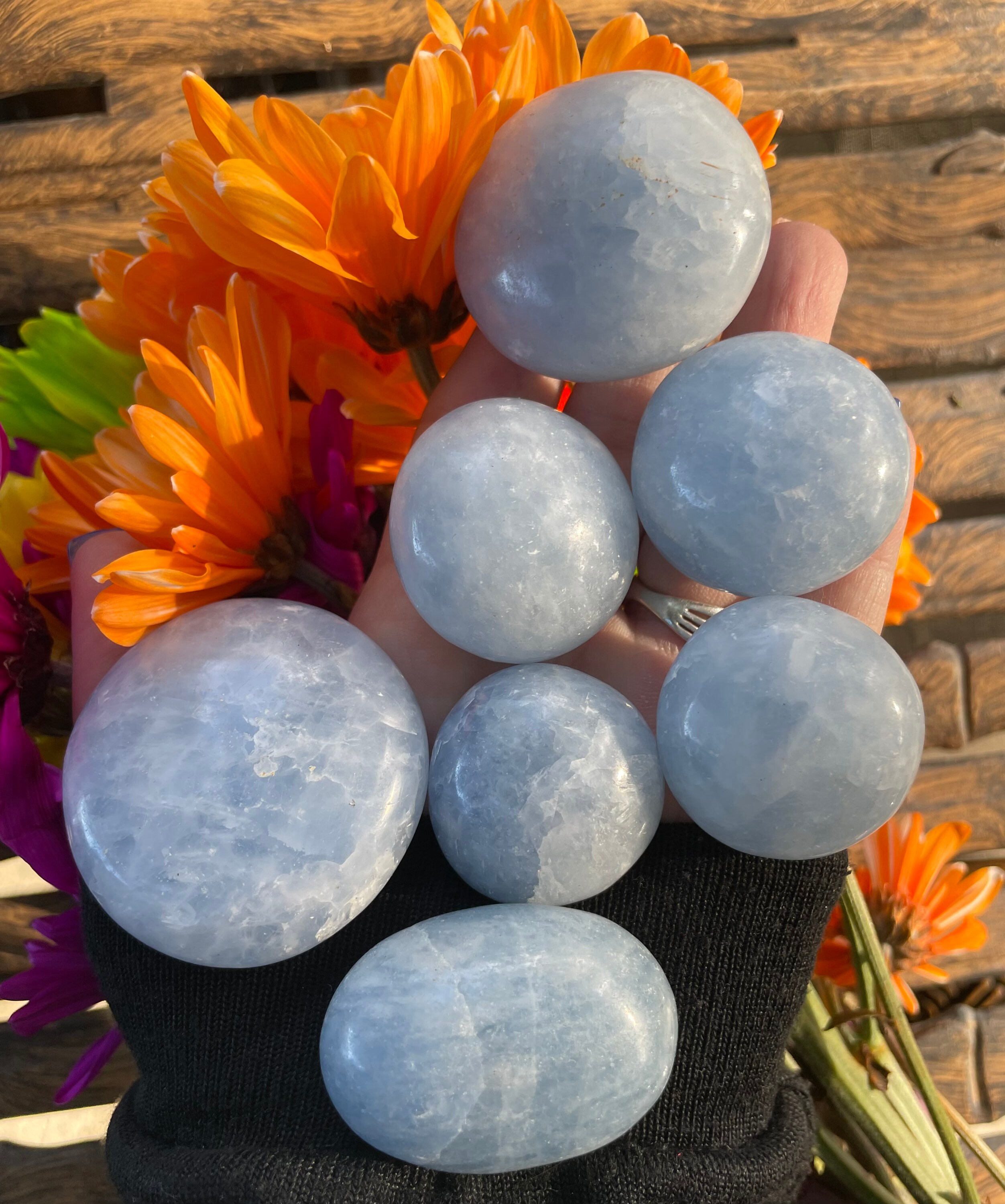 Blue Calcite, Blue Calcite Palm Stone, Qty. 1