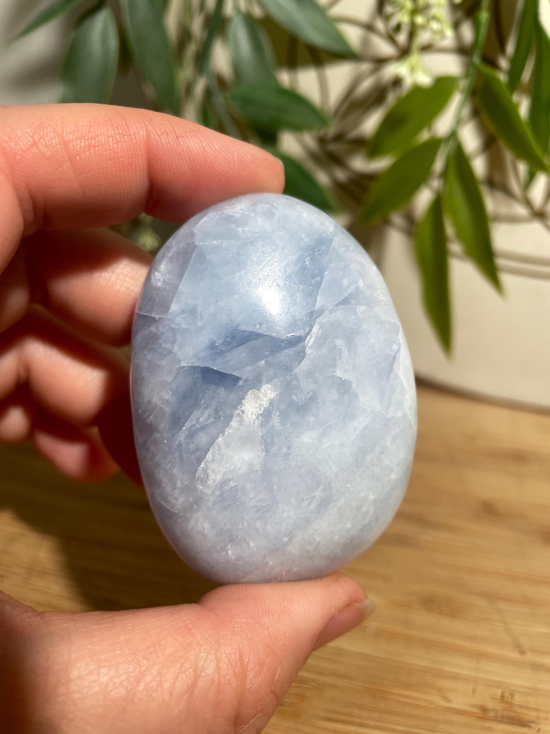 Blue Calcite Palm Stone – Soothing Energy For Clarity And Rest