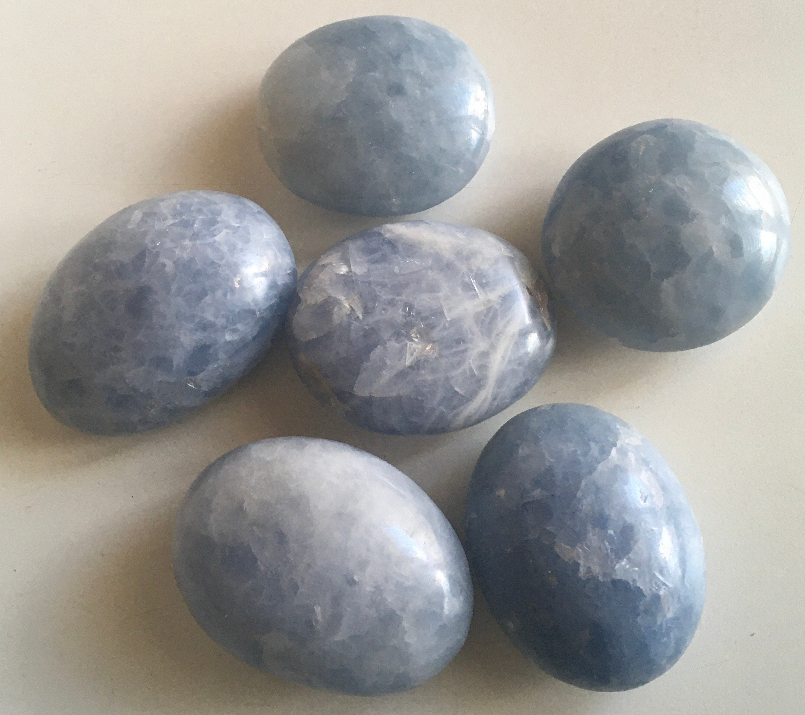 Blue Calcite Palm Stone: Large Relaxing Healing Crystal