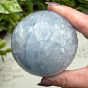 Blue Calcite Sphere | 404g | - #5 (polished Blue Crystal Ball, Healing Stone, Throat Chakra, Calming) Blue Calcite Sphere | 404g | - #5 (polished Blue Crystal Ball, Healing Stone, Throat Chakra, Calming)
