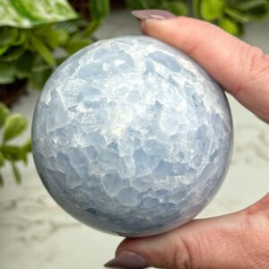 Blue Calcite Sphere | 424g | - #4 (polished Blue Crystal Ball, Healing Stone, Throat Chakra, Calming) Blue Calcite Sphere | 424g | - #4 (polished Blue Crystal Ball, Healing Stone, Throat Chakra, Calming)