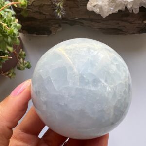 Polished Blue Calcite Sphere, Calming Crystal Ball (5.5cm) Polished Blue Calcite Sphere, Calming Crystal Ball (5.5cm)