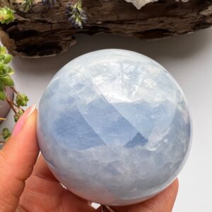 Polished Blue Calcite Sphere, Calming Crystal Ball (6.2cm) Polished Blue Calcite Sphere, Calming Crystal Ball (6.2cm)