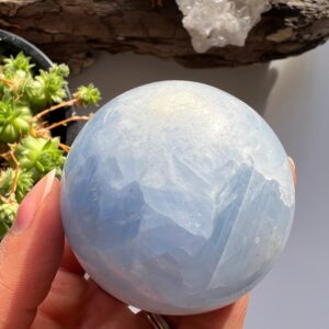Polished Blue Calcite Sphere, Calming Crystal Ball Polished Blue Calcite Sphere, Calming Crystal Ball