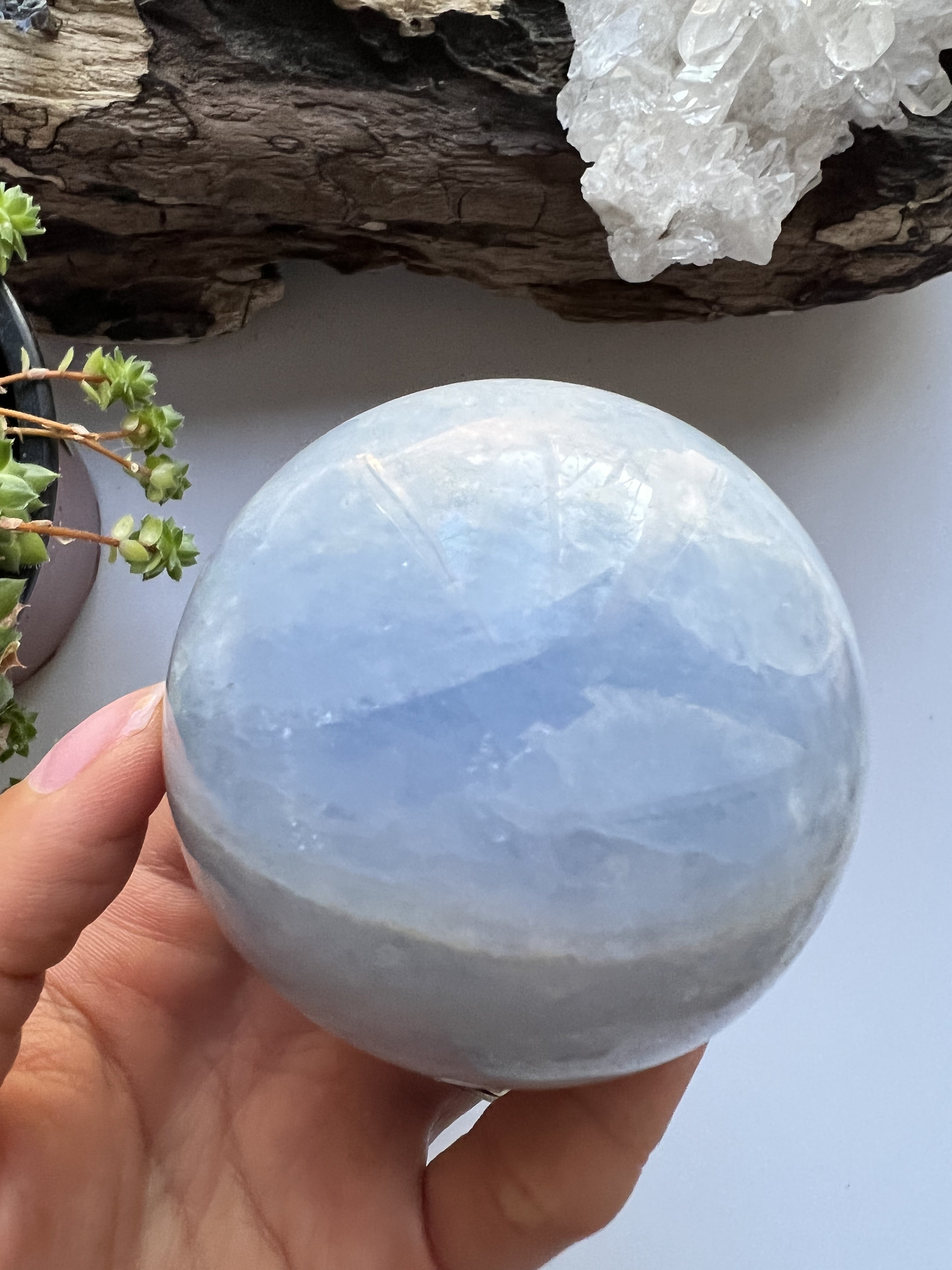 Polished Blue Calcite Sphere, Crystal Ball (6.4cm)