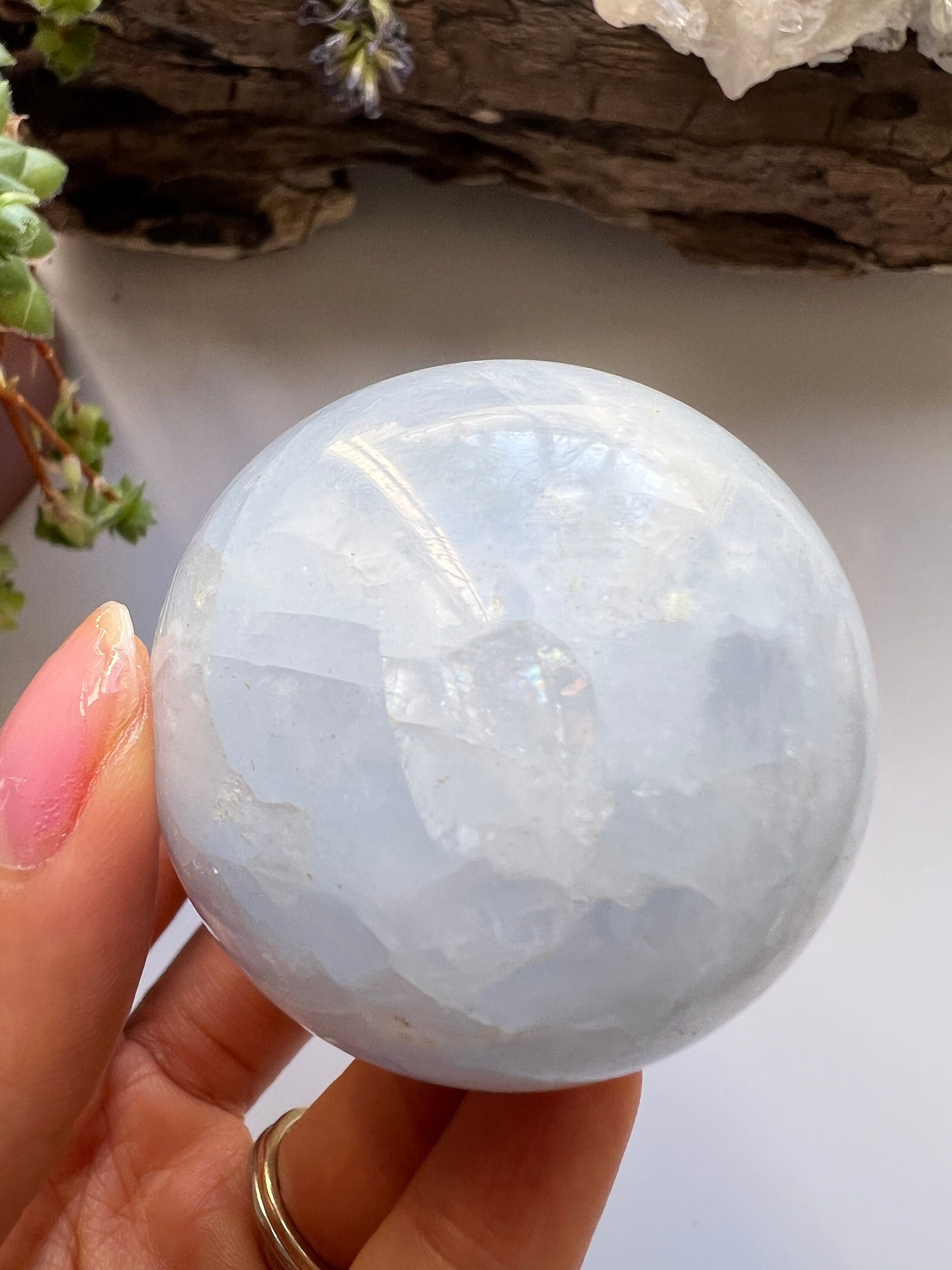 Polished Blue Calcite Sphere, Calming Crystal (4.5cm)