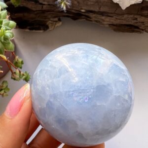 Polished Blue Calcite Sphere, Calming Crystal Ball Polished Blue Calcite Sphere, Calming Crystal Ball
