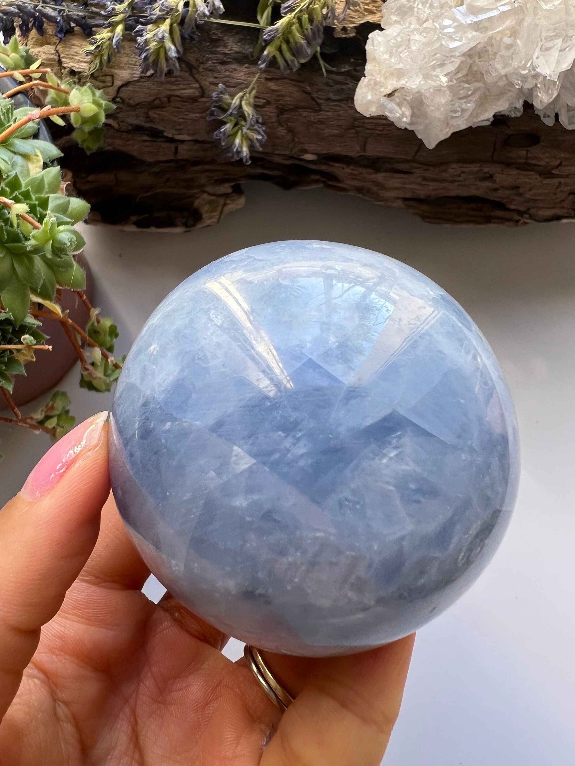 Polished Blue Calcite Sphere, Crystal Ball (5.8cm)