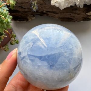Polished Blue Calcite Sphere, Calming Crystal Ball (6.6cm) Polished Blue Calcite Sphere, Calming Crystal Ball (6.6cm)