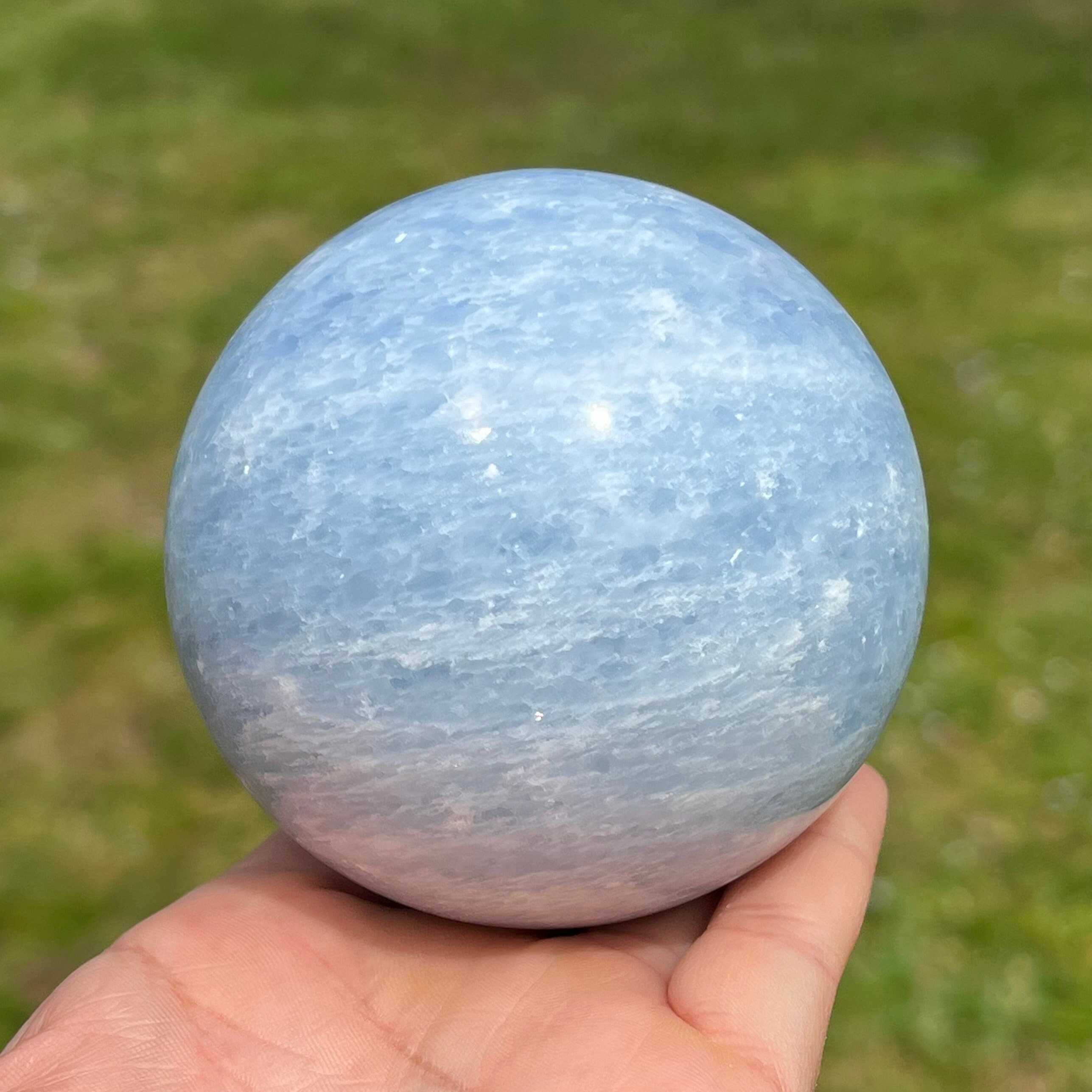 Blue Calcite Sphere: Reiki Healing Crystal Ball (3.08 Inch)