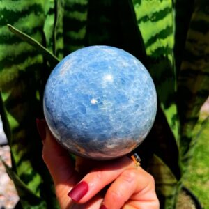 Blue Calcite Sphere w/ Stand for Calming Nerves, Worries & Anxieties - Blue Calcite Crystal - healing crystal Blue Calcite Sphere w/ Stand for Calming Nerves, Worries & Anxieties - Blue Calcite Crystal - healing crystal