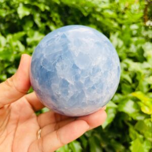 Xxl Blue Calcite Crystal Sphere: Polished Gemstone (639 Grams) Xxl Blue Calcite Crystal Sphere: Polished Gemstone (639 Grams)