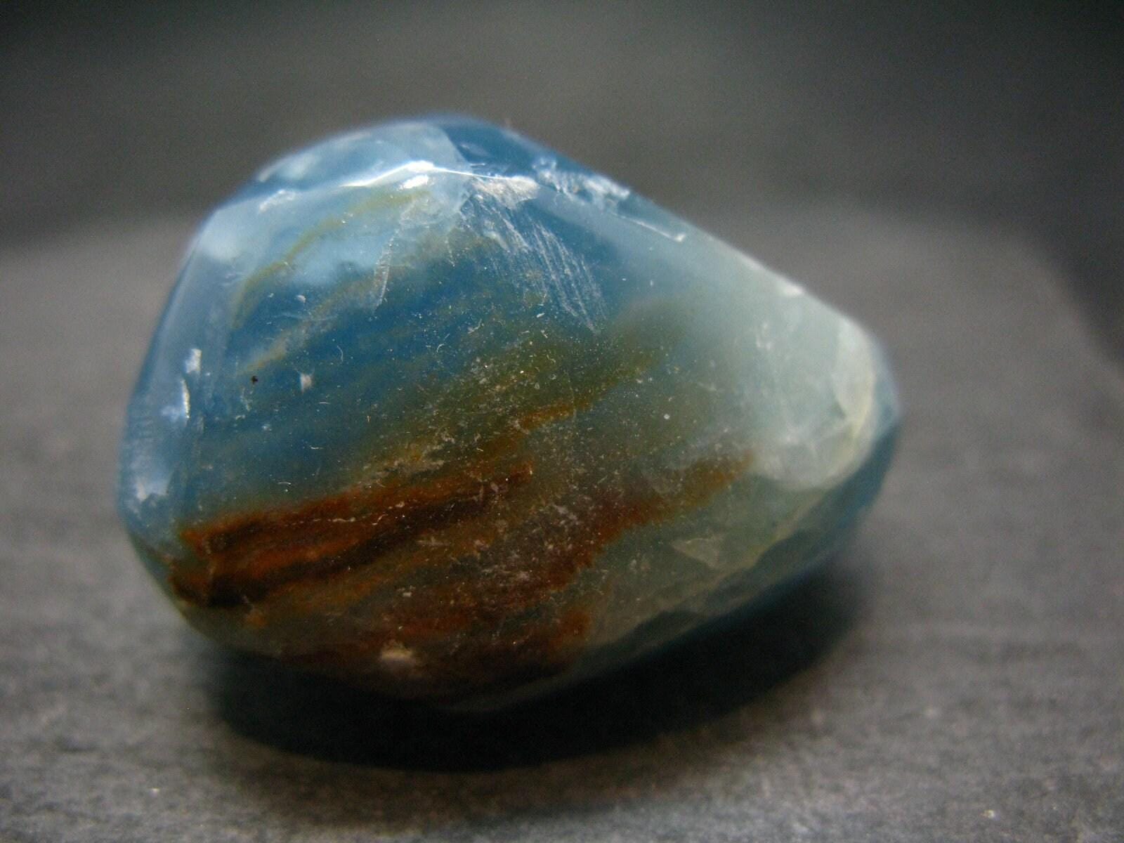 Aquatine Blue Calcite Tumbled Stone From Argentina - 1.4"- 30.39 Grams
