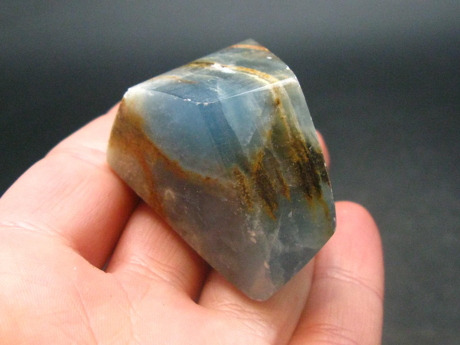 Aquatine Blue Calcite Tumbled Stone From Argentina - 1.5"- 43.68 Grams
