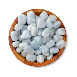 Blue Calcite Tumbled Stones | Polished Gemstone Crystals for Third Eye, Throat Chakra | Individual or Bulk Available