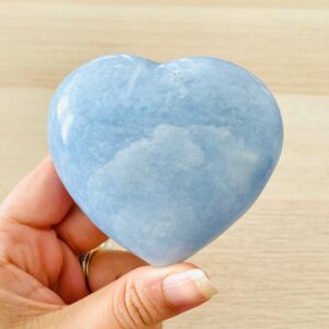 Xl Blue Calcite Heart Crystal: Tumbled Polished Gemstone (331.1 Grams)