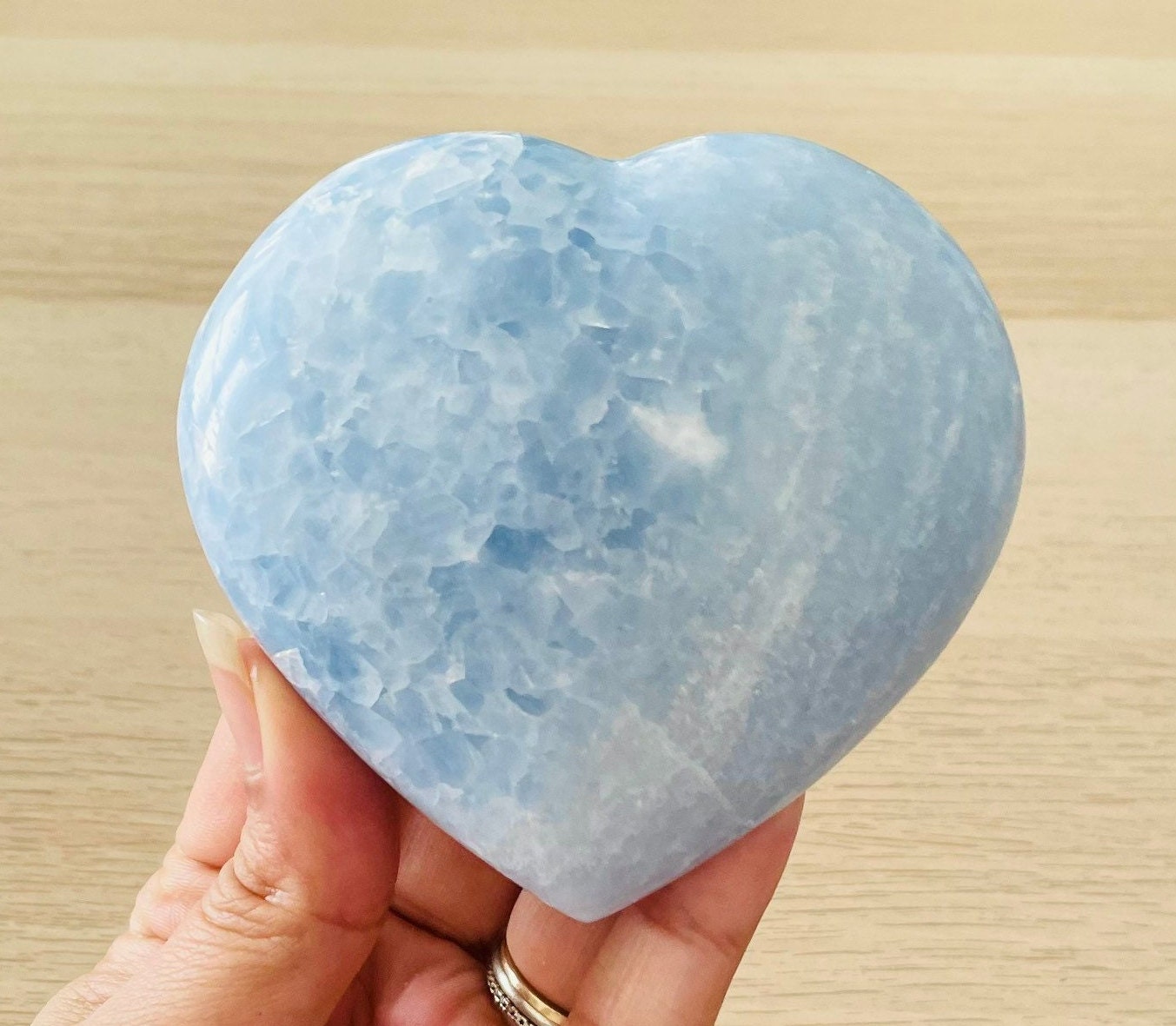 Xl Blue Calcite Heart Crystal: Tumbled, Polished Gemstone (399 Grams)