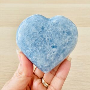 Xl Blue Calcite Heart Crystal: Tumbled, Polished Gemstone (276.9 Grams)