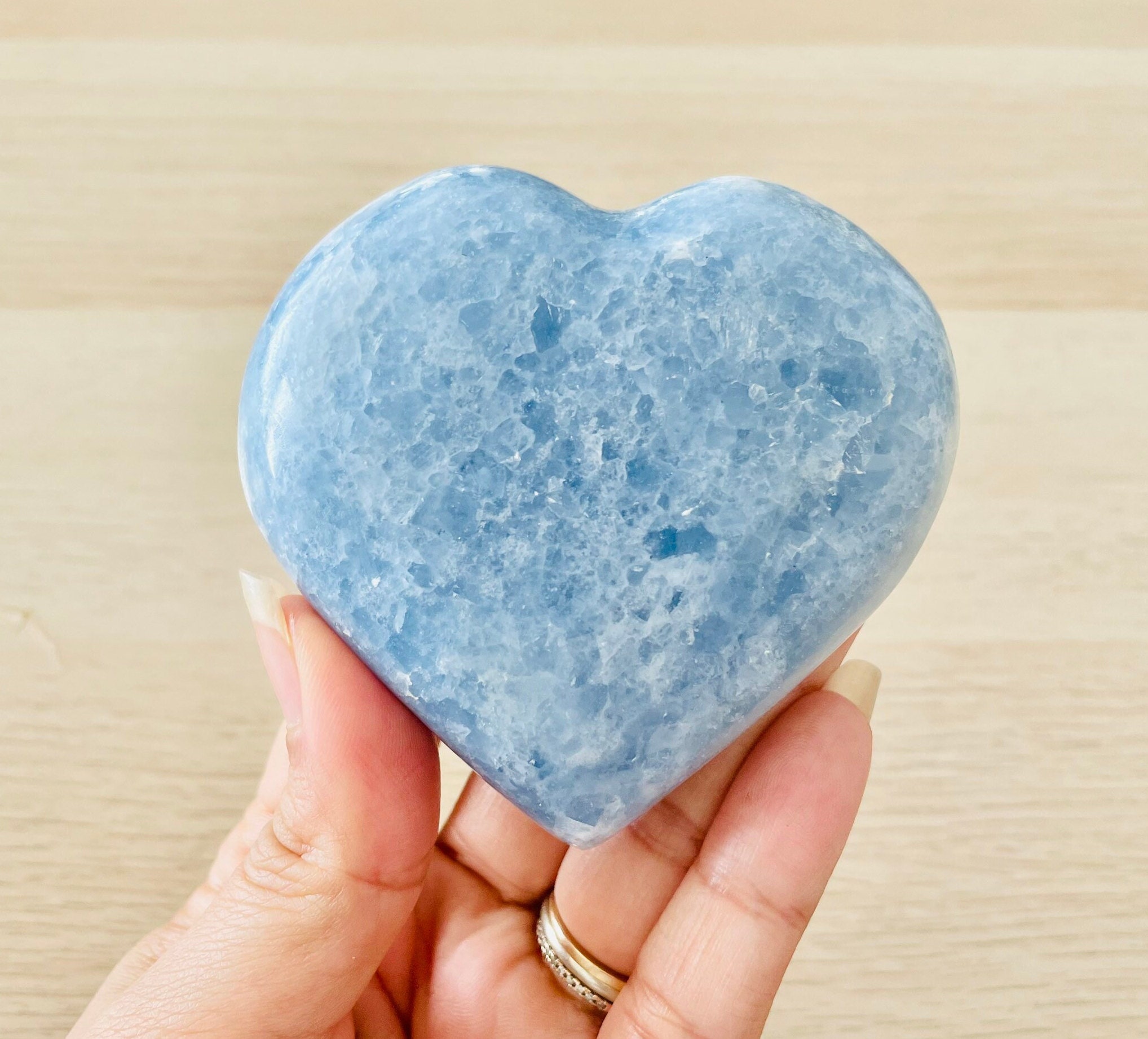 Xl Blue Calcite Heart Crystal: Tumbled, Polished Gemstone (276.9 Grams)