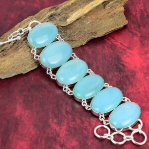 Blue Chalcedony Bracelet, 925 Sterling Silver Bracelet, Adjustable Chain Bracelet, Gemstone Bracelet, Handmade Jewelry, Party Wear Gifts