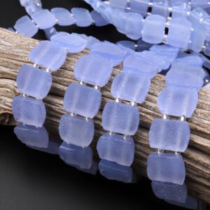 Aaa Double Drilled Natural Blue Chalcedony Druzy 16x12mm Rectangle Title Bracelet Beads 8" Strand Aaa Double Drilled Natural Blue Chalcedony Druzy 16x12mm Rectangle Title Bracelet Beads 8" Strand