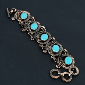 Blue Chalcedony Bracelet Chalcedony Bangle Copper Wire Wrapped Cuff Bangle Wire Wrapped Handmade Jewelry Copper Bracelet Gifts For Her
