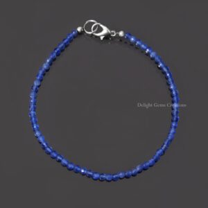 Blue Chalcedony Beaded Bracelet, 3mm Sterling Silver Clasp