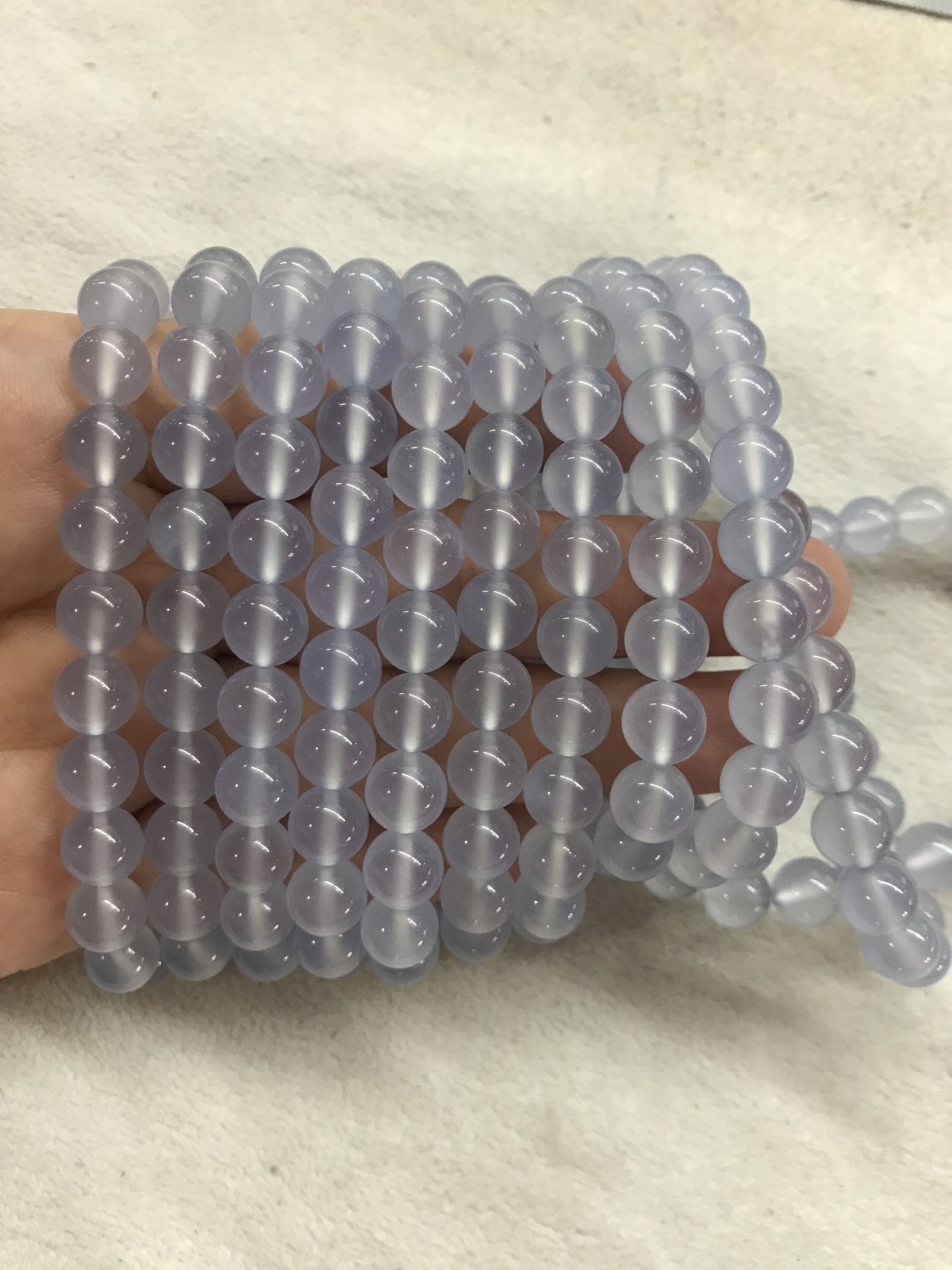 Genuine Blue Chalcedony 8.5mm Round Natural Gemstone Beads Finished Jewelry Bracelet Supply - 1piece
