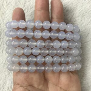 Genuine Light Blue Chalcedony 8mm Round Natural Gemstone Beads Finished Jewelry Bracelet Supply - 1piece