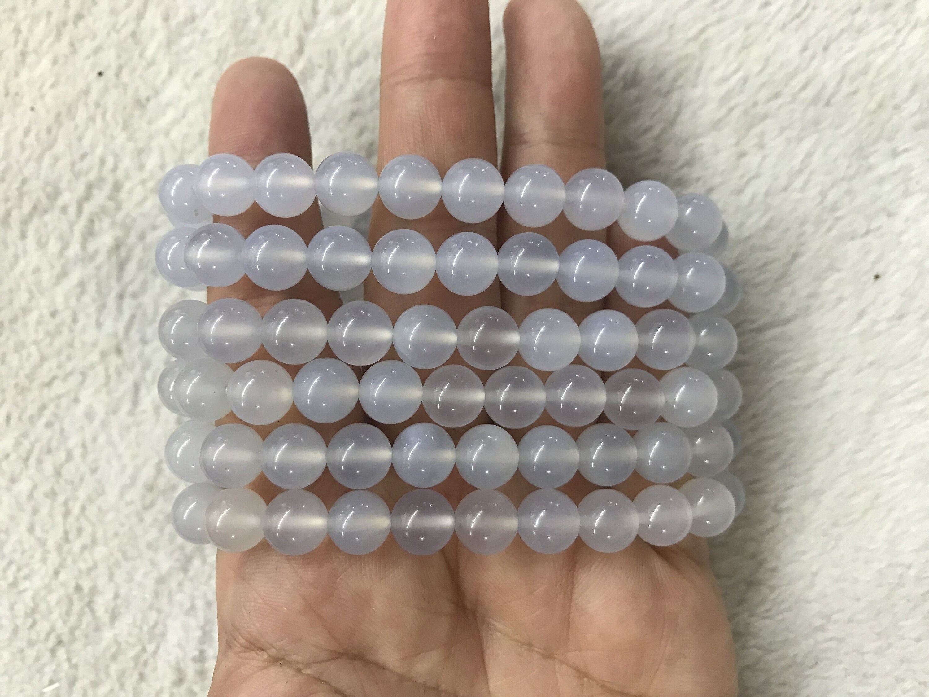 Genuine Light Blue Chalcedony 8mm Round Natural Gemstone Beads Finished Jewelry Bracelet Supply - 1piece Genuine Light Blue Chalcedony 8mm Round Natural Gemstone Beads Finished Jewelry Bracelet Supply - 1piece