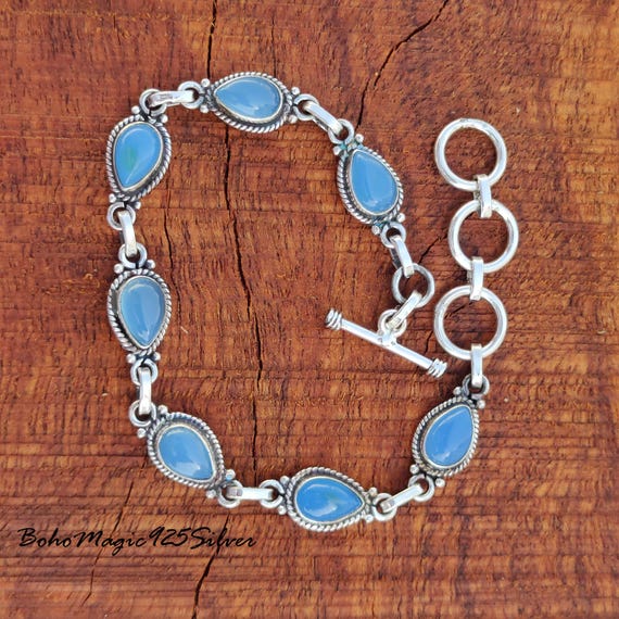 Handmade Blue Chalcedony Sterling Silver Bracelet Handmade Blue Chalcedony Sterling Silver Bracelet
