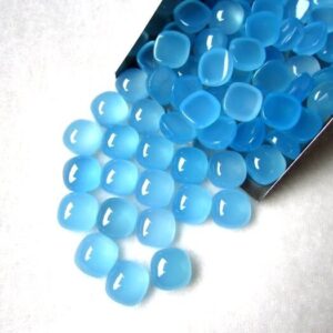 10mm Aqua Blue Chalcedony Square Cushion Cabochon Aaa Quality Gemstone...