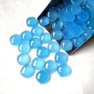 12mm Aqua Blue Chalcedony Cabochon Cushion Loose Aaa Quality Gemstone...