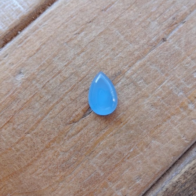 Blue Chalcedony Cabochon 12x8mm, Natural Blue Chalcedony Smooth Pear Cabochon Gemstone