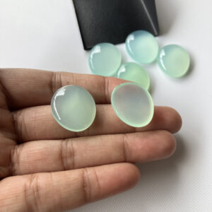 2 Pieces 21x18mm Aqua Blue Chalcedony Oval Shaped Smooth Loose Gemstones, Natural Aqua Chalcedony Flat Back Smooth Oval Cabochon, CL98/1